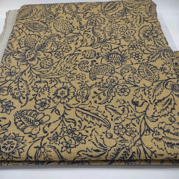 P/Kaufmann Other - P Kaufman Upholstery Fabric Khaki Blue Floral Soil Stain Repellent 2.8yds x 56"W